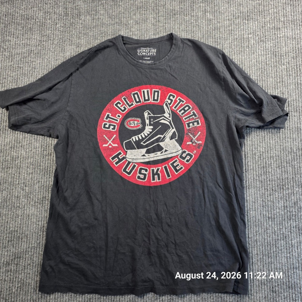 Signature Concepts St Cloud State Huskies Hockey T-Shirt Mens Large Black Cotton